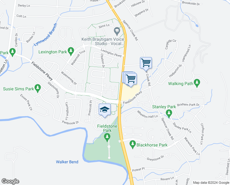 map of restaurants, bars, coffee shops, grocery stores, and more near 300 Montrose Court in Franklin