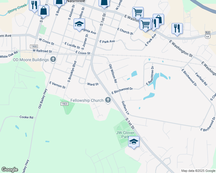 map of restaurants, bars, coffee shops, grocery stores, and more near 1063 S 1st St in Nashville
