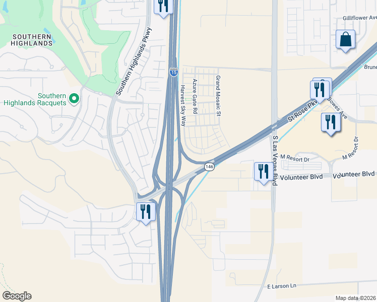 map of restaurants, bars, coffee shops, grocery stores, and more near 2835 Atomic Tangerine Way in Las Vegas