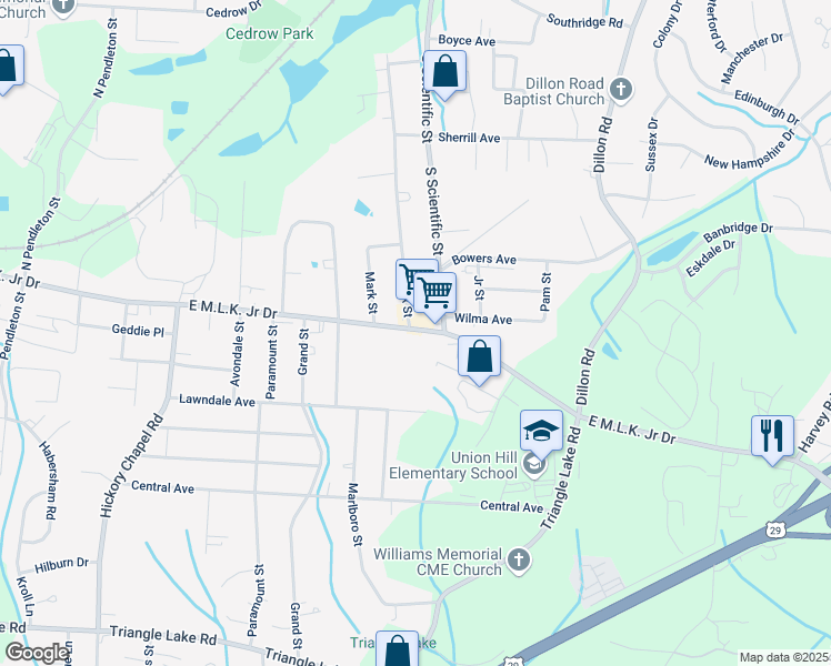 map of restaurants, bars, coffee shops, grocery stores, and more near 2930 East Kivett Drive in High Point