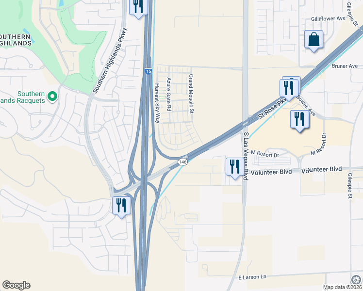 map of restaurants, bars, coffee shops, grocery stores, and more near Saint Rose Parkway in Enterprise