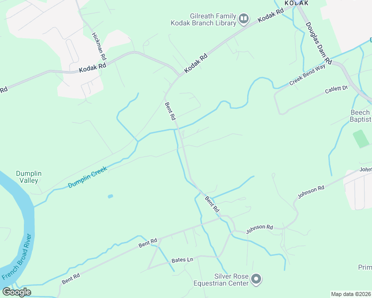 map of restaurants, bars, coffee shops, grocery stores, and more near 4173 Bent Road in Kodak