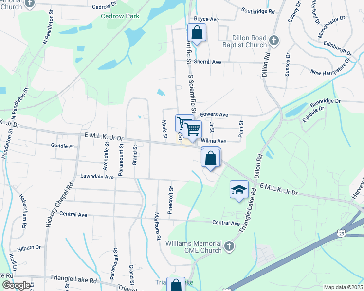 map of restaurants, bars, coffee shops, grocery stores, and more near 2930 East Kivett Drive in High Point