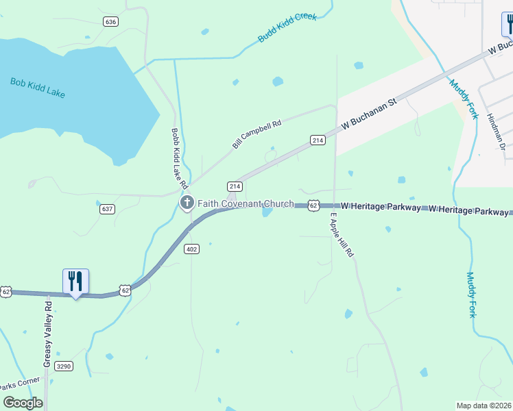 map of restaurants, bars, coffee shops, grocery stores, and more near 12639 U.S. 62 in Prairie Grove