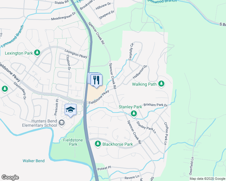 map of restaurants, bars, coffee shops, grocery stores, and more near 121 Alton Park Lane in Franklin