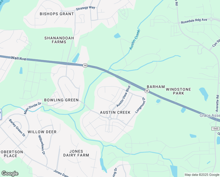 map of restaurants, bars, coffee shops, grocery stores, and more near 1816 Longmont Drive in Wake Forest