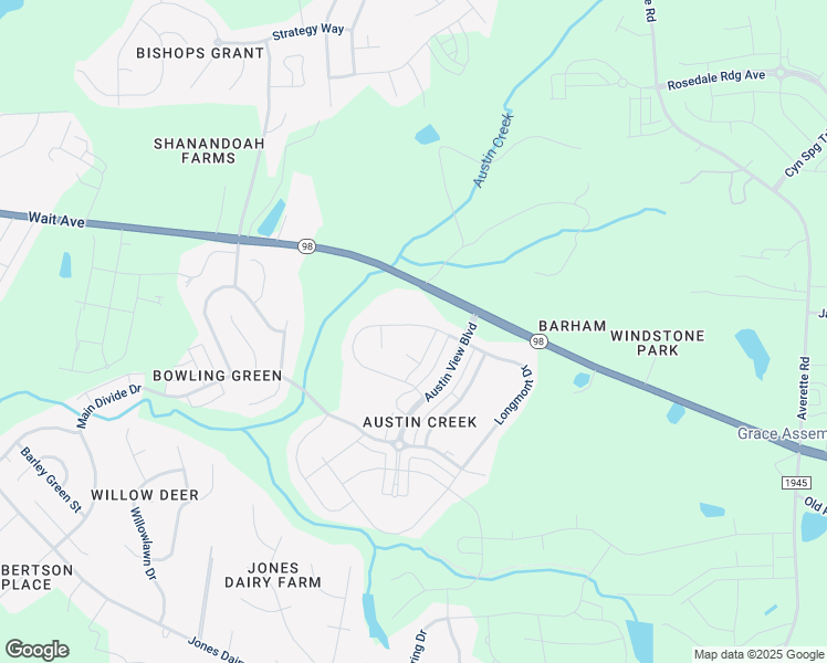 map of restaurants, bars, coffee shops, grocery stores, and more near 1824 Longmont Drive in Wake Forest