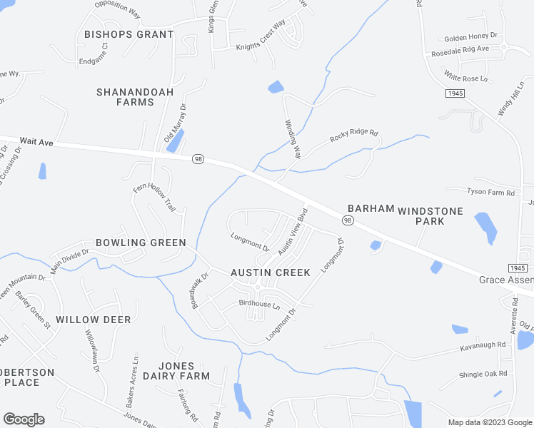 map of restaurants, bars, coffee shops, grocery stores, and more near 1824 Longmont Drive in Wake Forest