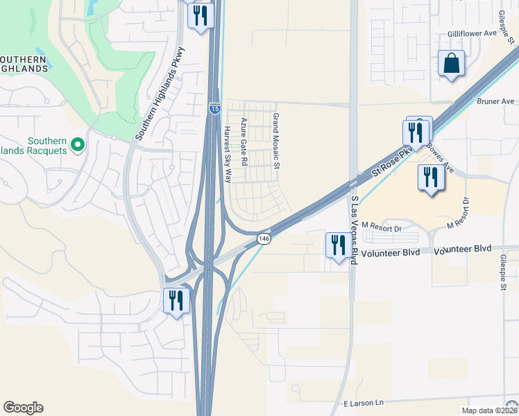 map of restaurants, bars, coffee shops, grocery stores, and more near Saint Rose Parkway in Enterprise