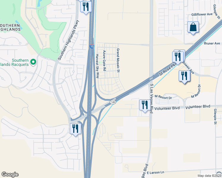 map of restaurants, bars, coffee shops, grocery stores, and more near 12367 Indigo Montage Road in Las Vegas