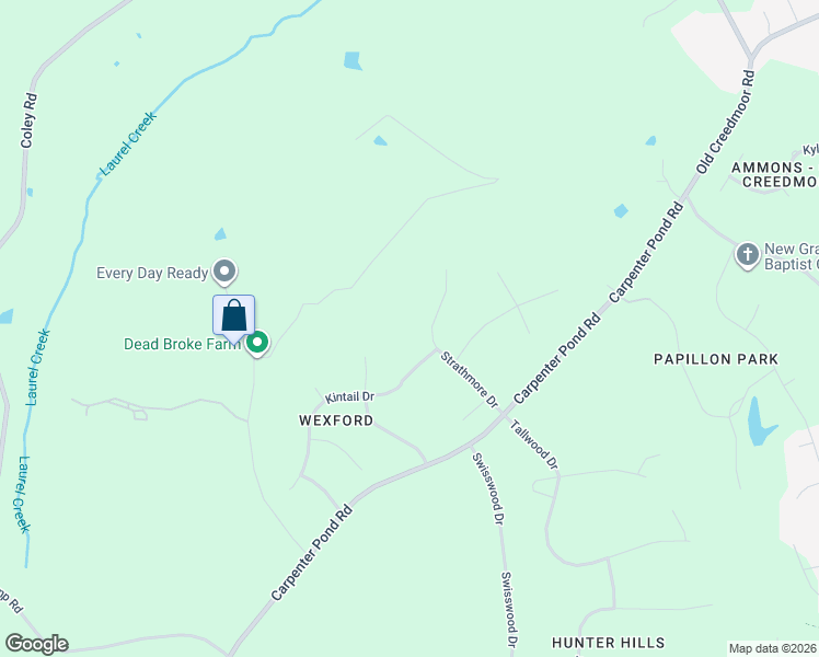 map of restaurants, bars, coffee shops, grocery stores, and more near 1309 Kintail Drive in Raleigh