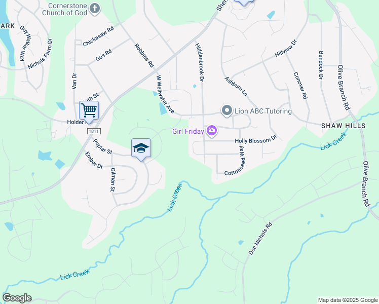 map of restaurants, bars, coffee shops, grocery stores, and more near 418 Holly Blossom Drive in Durham