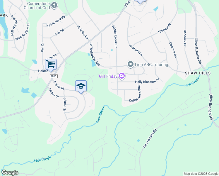 map of restaurants, bars, coffee shops, grocery stores, and more near 418 Holly Blossom Drive in Durham