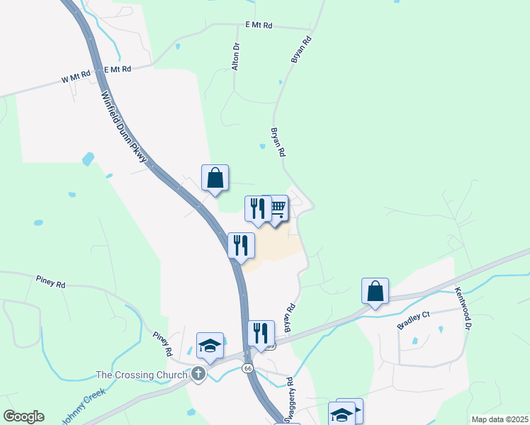 map of restaurants, bars, coffee shops, grocery stores, and more near 3023 Bryan Road in Kodak
