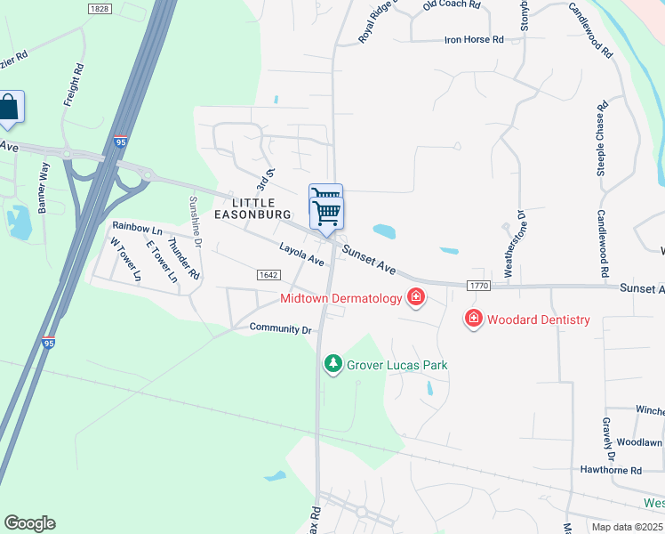 map of restaurants, bars, coffee shops, grocery stores, and more near Halifax Road in WESLEYAN COL