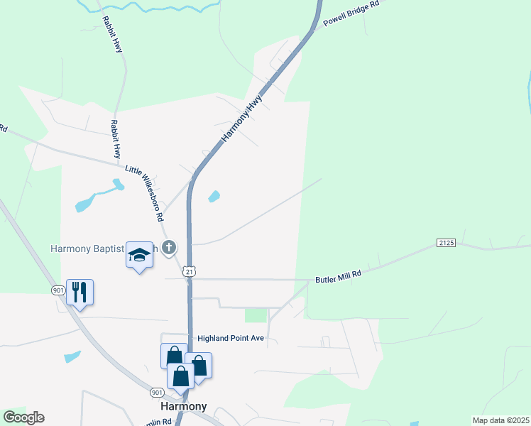 map of restaurants, bars, coffee shops, grocery stores, and more near Hayes Street in Harmony