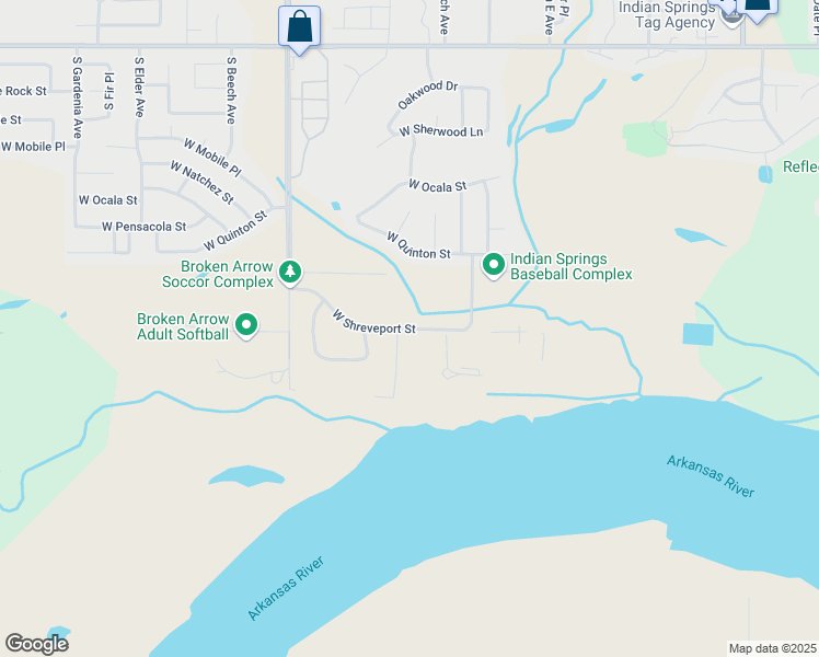 map of restaurants, bars, coffee shops, grocery stores, and more near 8800 South Fawnwood Court in Broken Arrow