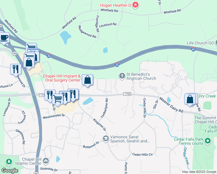 map of restaurants, bars, coffee shops, grocery stores, and more near 132 Schultz Street in Chapel Hill