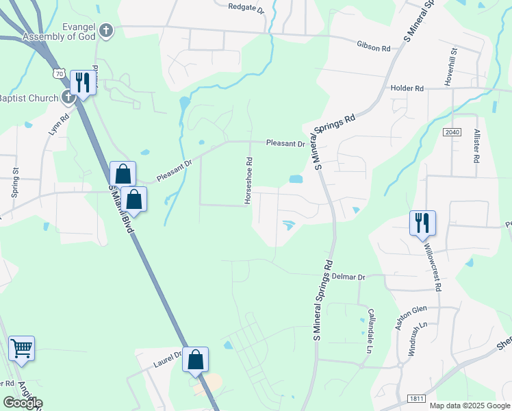 map of restaurants, bars, coffee shops, grocery stores, and more near 1014 Thoughtful Spot Lane in Durham