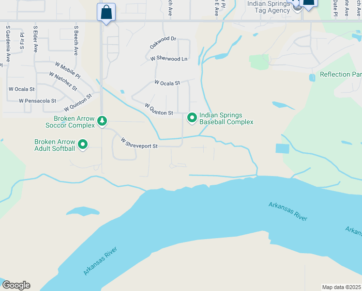 map of restaurants, bars, coffee shops, grocery stores, and more near 8800 South Fawnwood Court in Broken Arrow