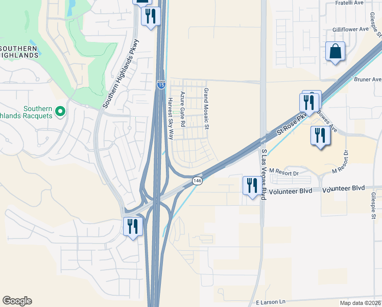 map of restaurants, bars, coffee shops, grocery stores, and more near 31 Nevada 146 in Las Vegas