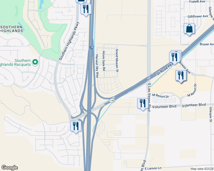 map of restaurants, bars, coffee shops, grocery stores, and more near 31 Nevada 146 in Las Vegas