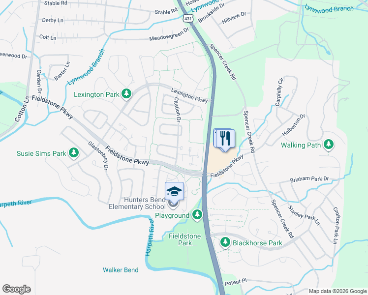 map of restaurants, bars, coffee shops, grocery stores, and more near 608 Spokane Court in Franklin