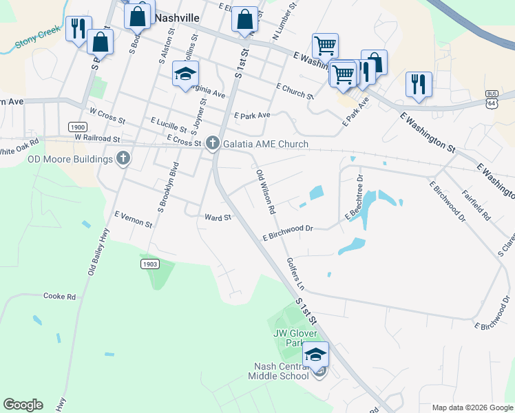 map of restaurants, bars, coffee shops, grocery stores, and more near 900-910 South Kates Lane in Nashville