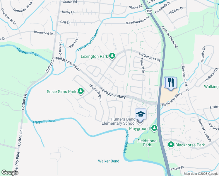 map of restaurants, bars, coffee shops, grocery stores, and more near 704 Wayside Court in Franklin