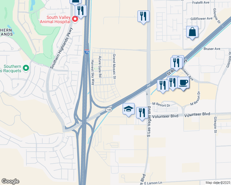 map of restaurants, bars, coffee shops, grocery stores, and more near 2709 Yellow Blaze Way in Las Vegas