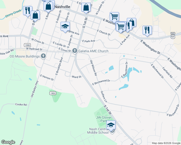 map of restaurants, bars, coffee shops, grocery stores, and more near 900-910 South Kates Lane in Nashville
