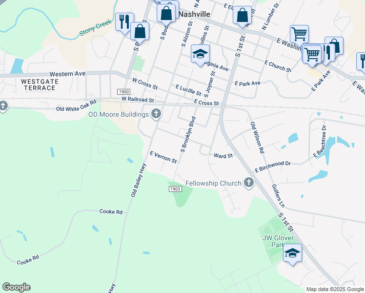 map of restaurants, bars, coffee shops, grocery stores, and more near 914 South Brooklyn Boulevard in Nashville