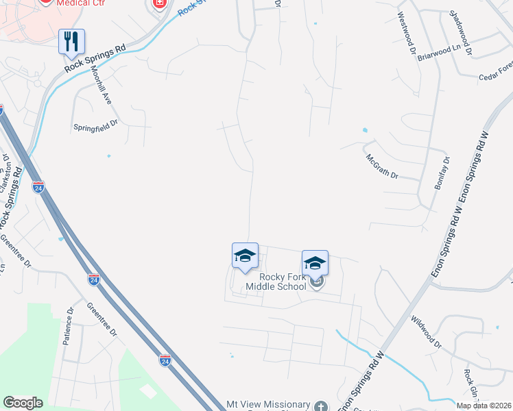 map of restaurants, bars, coffee shops, grocery stores, and more near 601 Spring Hill Drive in Smyrna