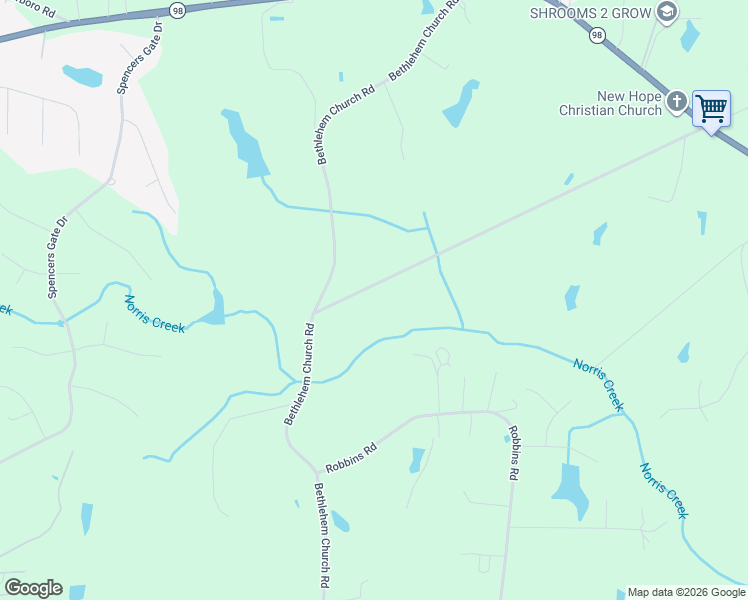 map of restaurants, bars, coffee shops, grocery stores, and more near 459 Bethlehem Church Road in Youngsville
