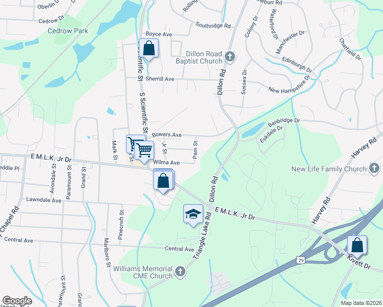 map of restaurants, bars, coffee shops, grocery stores, and more near 3120 Wayne Avenue in High Point