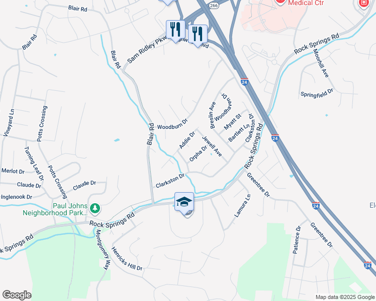 map of restaurants, bars, coffee shops, grocery stores, and more near 103 Don Court in Smyrna