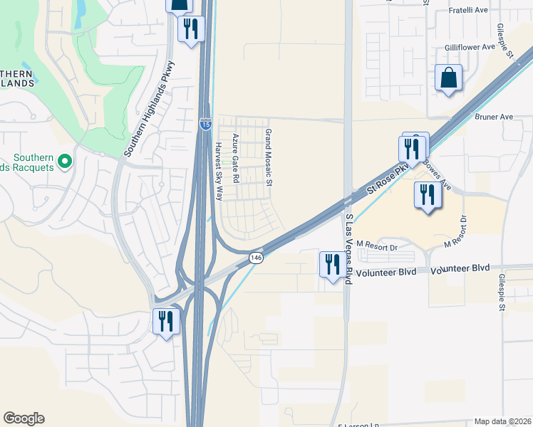 map of restaurants, bars, coffee shops, grocery stores, and more near 2710 Yellow Blaze Way in Las Vegas