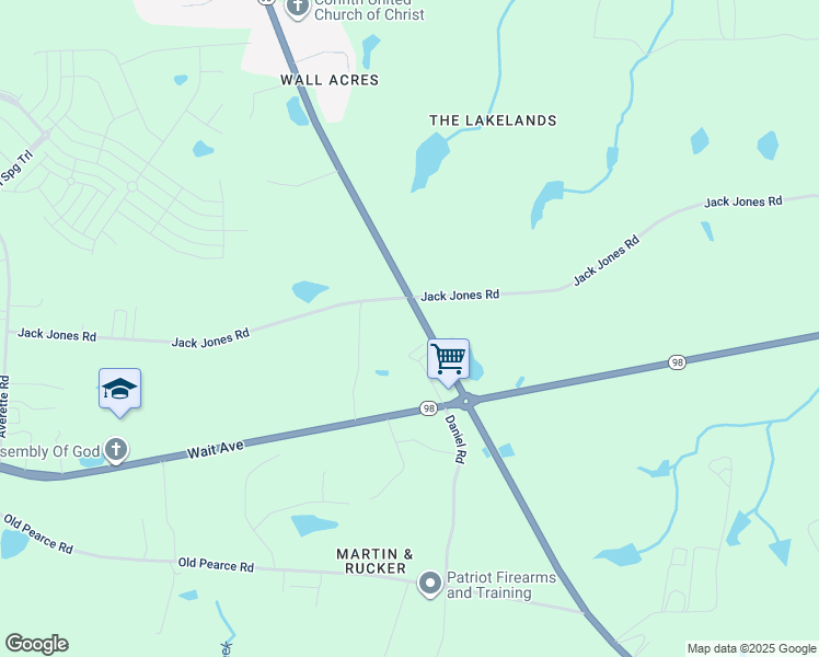 map of restaurants, bars, coffee shops, grocery stores, and more near 7501 Zebulon Road in Wake Forest