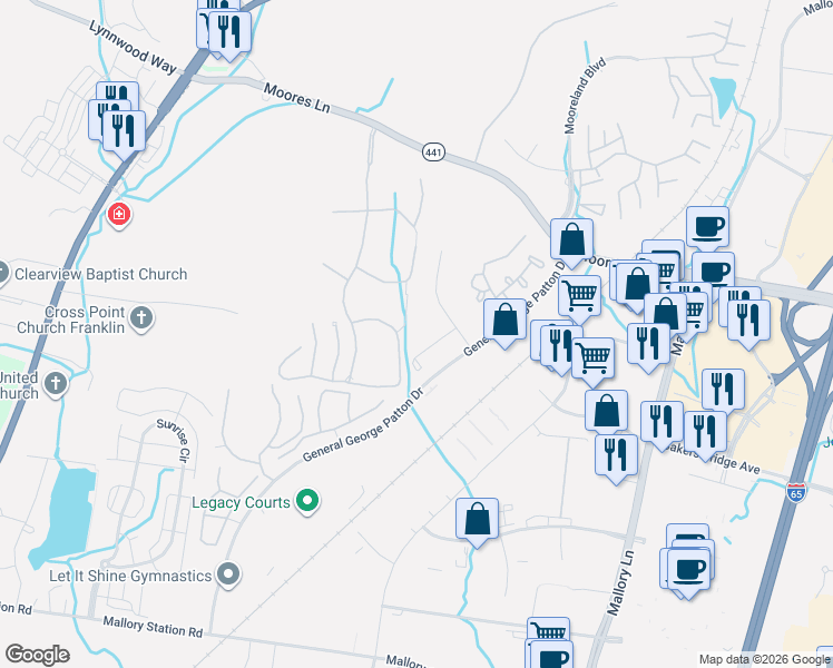 map of restaurants, bars, coffee shops, grocery stores, and more near 914 Brentwood Point in Brentwood