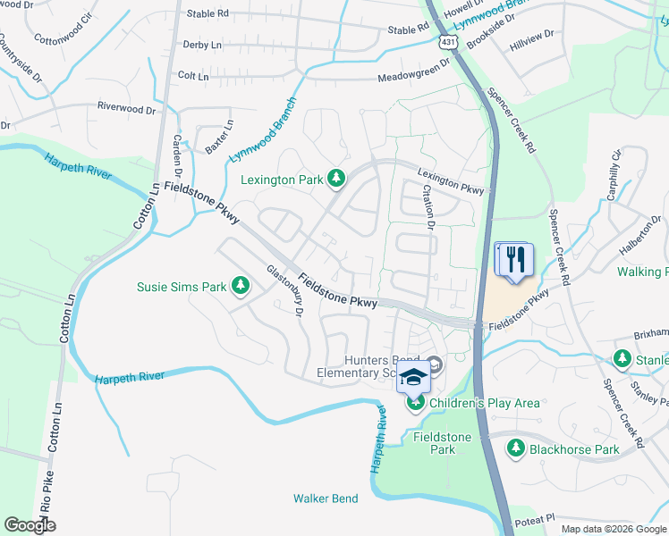 map of restaurants, bars, coffee shops, grocery stores, and more near 503 Kendall Court in Franklin
