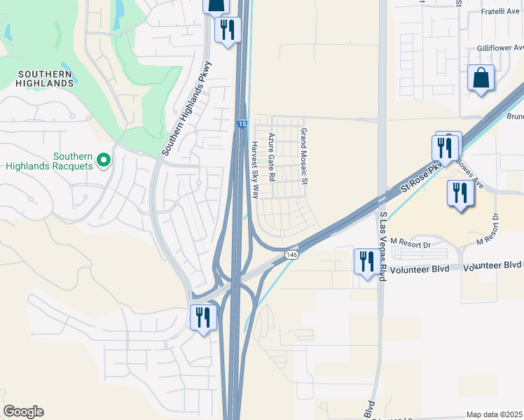map of restaurants, bars, coffee shops, grocery stores, and more near Saint Rose Parkway in Enterprise