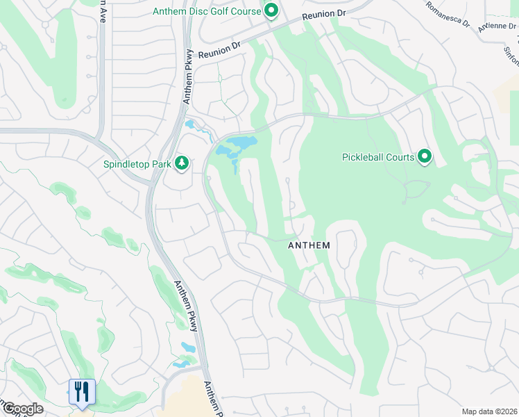 map of restaurants, bars, coffee shops, grocery stores, and more near 16 Anthem Pointe Court in Henderson