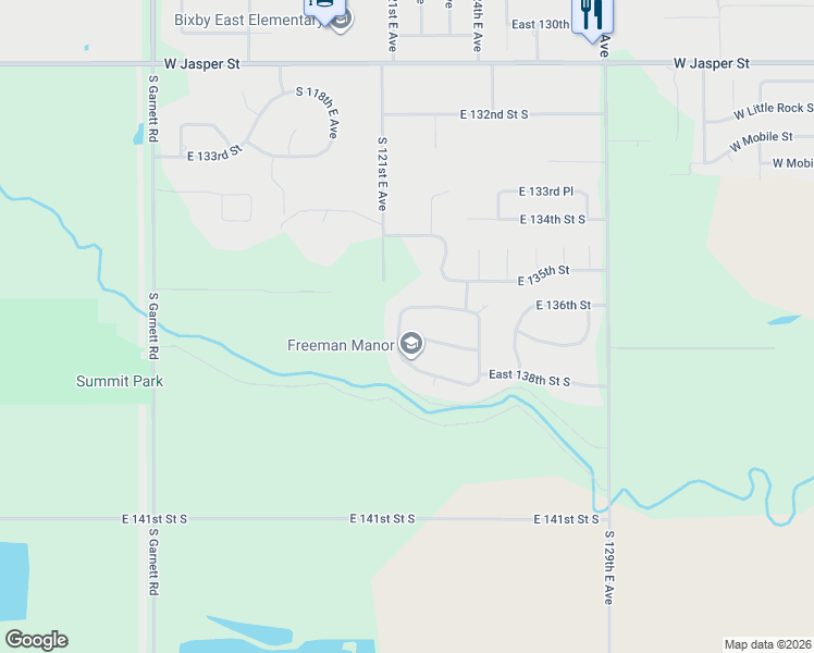 map of restaurants, bars, coffee shops, grocery stores, and more near 12311 East 137th Street South in Broken Arrow