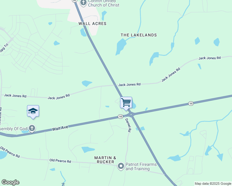 map of restaurants, bars, coffee shops, grocery stores, and more near 7501 Zebulon Road in Wake Forest