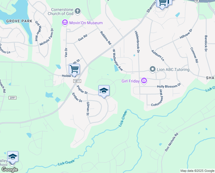 map of restaurants, bars, coffee shops, grocery stores, and more near 1108 Byram Road in Durham