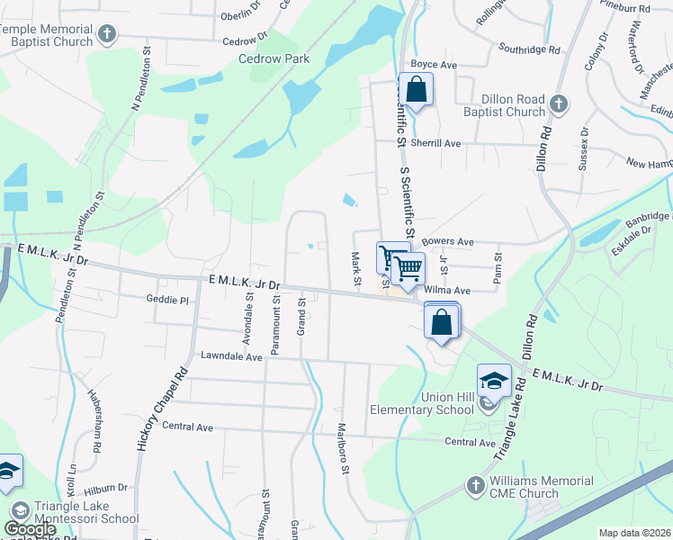 map of restaurants, bars, coffee shops, grocery stores, and more near 191 Spring Garden Circle in High Point