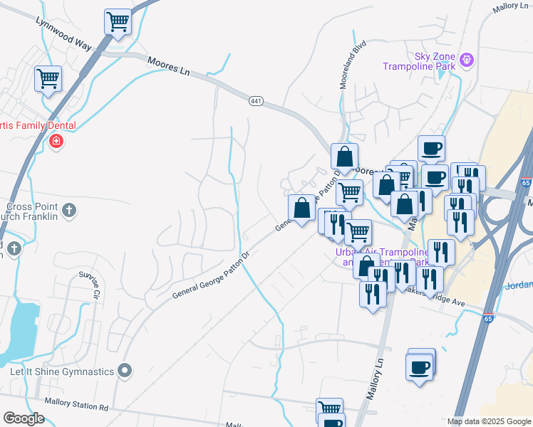 map of restaurants, bars, coffee shops, grocery stores, and more near 940 Brentwood Pointe in Brentwood