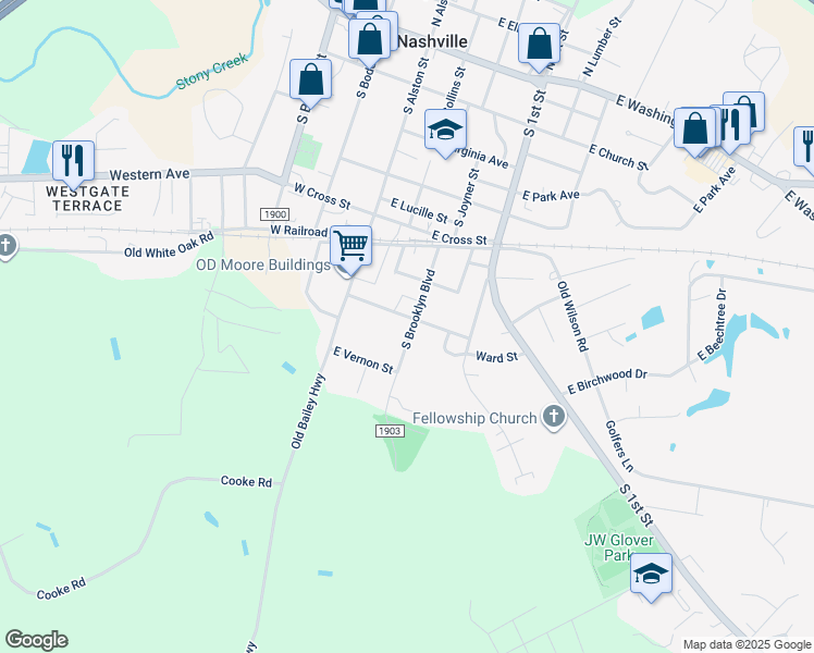 map of restaurants, bars, coffee shops, grocery stores, and more near 914 South Brooklyn Boulevard in Nashville