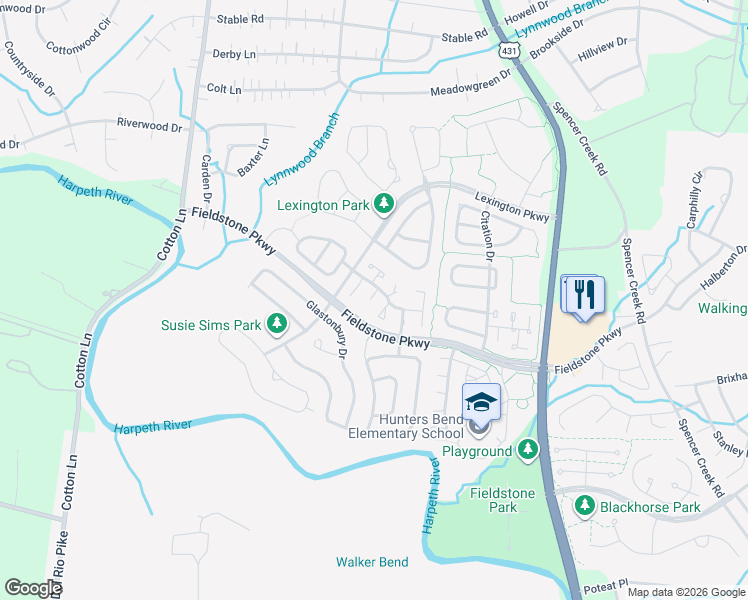 map of restaurants, bars, coffee shops, grocery stores, and more near 704 Wayside Court in Franklin