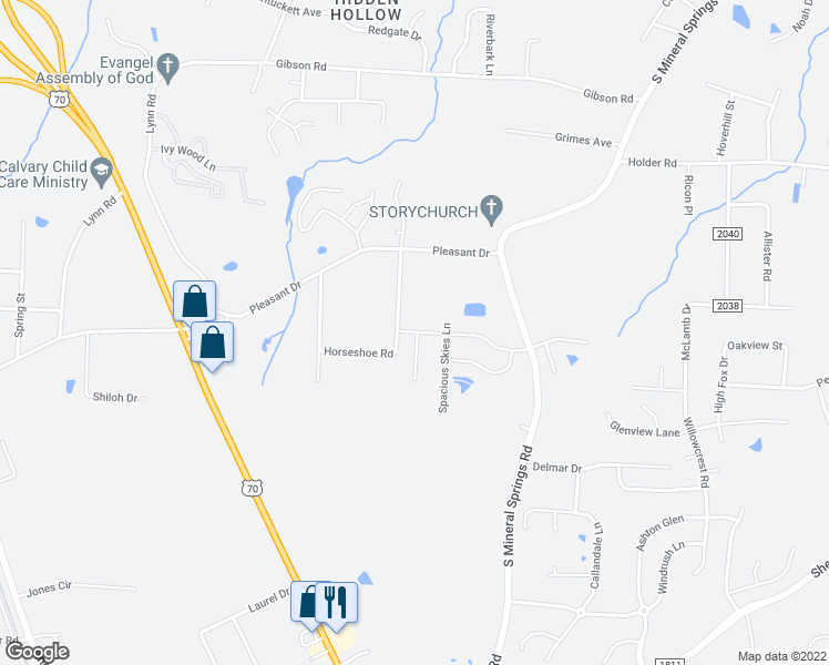map of restaurants, bars, coffee shops, grocery stores, and more near 2093 Tanners Mill Drive in Durham